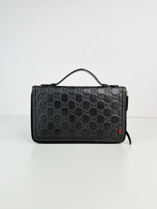 Gucci Other - Gucci Signature GG Embossed Leather Zip Around Travel Organizer Clutch Wallet